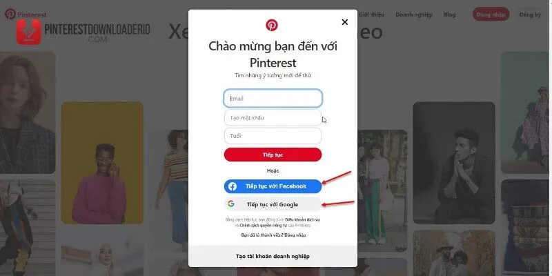 Cách đăng nhập Pinterest trên trình duyệt máy tính